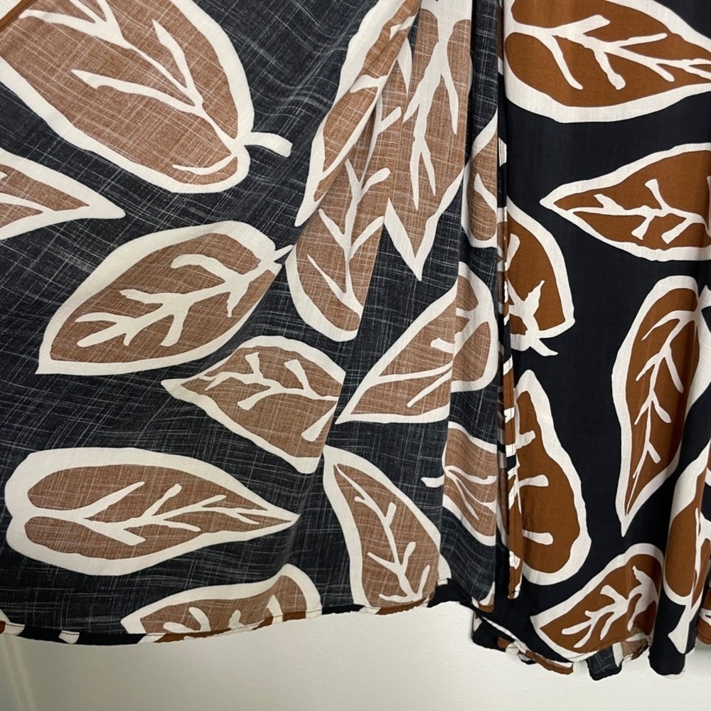 Who What Wear Maxi Skirt Womens Sz 2 Black Brown Abstract Leaf Print Earthy Boho - Picture 3 of 9